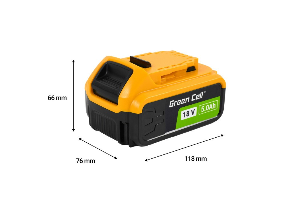 Baterija za aku alat GREEN CELL PTDW18V5 (18V, 5.0Ah, za DeWalt XR)-12