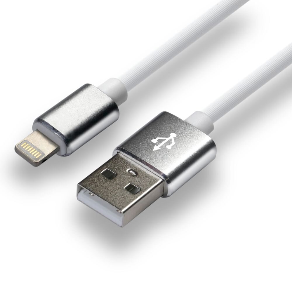 Kabel EVERACTIVE USB Lightning 1m - Bijeli, silikon, brzo punjenje, 2,4A - CBS-1IW (USB 2.0, muški konektori, USB PD)-1