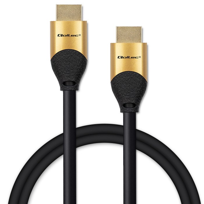 Qoltec 50354 HDMI v2.1 Cable Ultra high speed 8K | 60Hz | 30AWG | GOLD | 1m-7