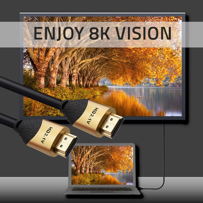 Qoltec 50354 HDMI v2.1 Cable Ultra high speed 8K | 60Hz | 30AWG | GOLD | 1m-3