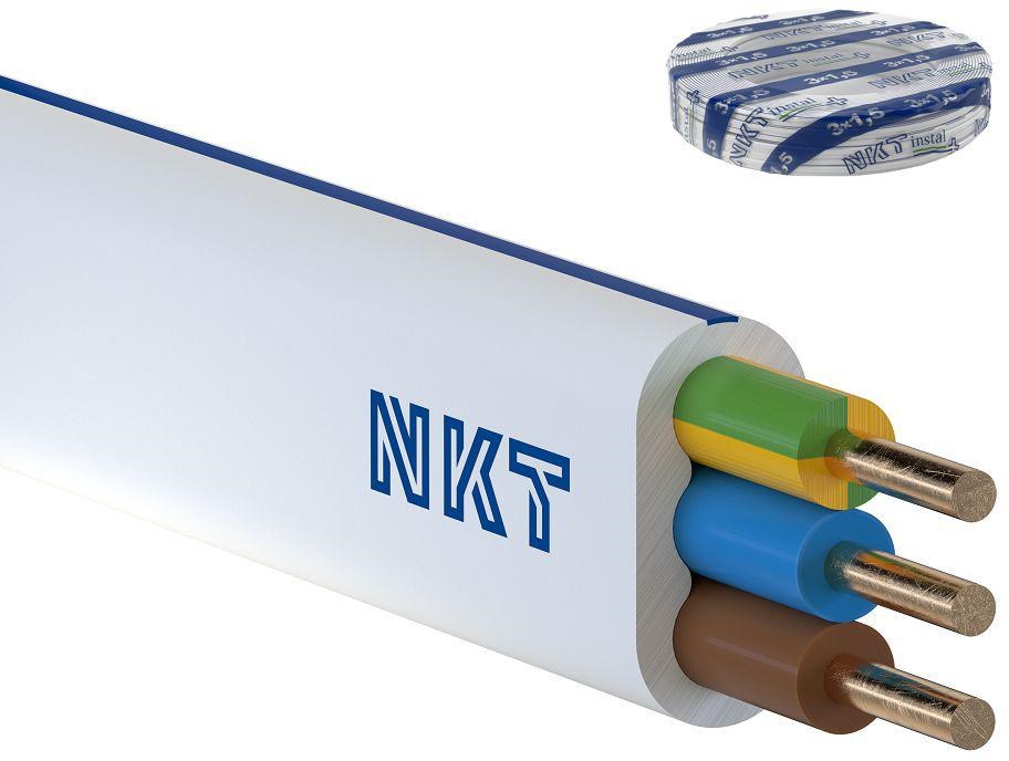 Instalacijski kabel ravni 450/750V klasa 1 YDYP 3X1.5 ŻO NKT bijeli-0