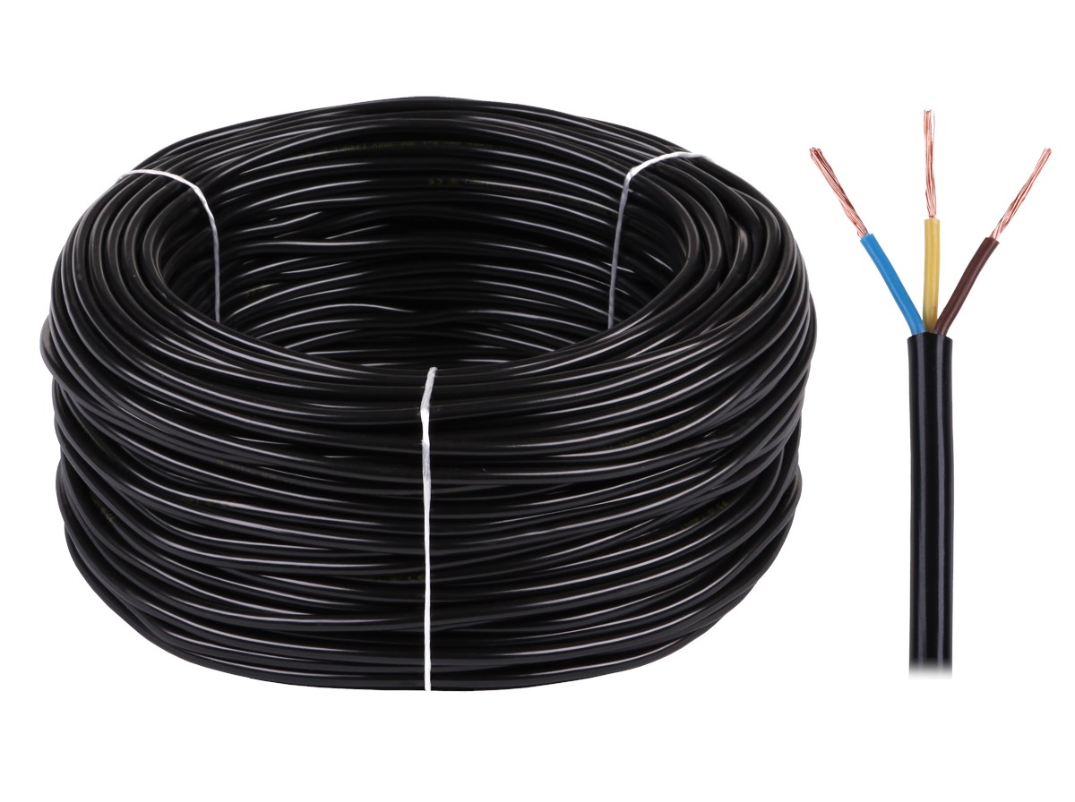Strujni kabel OMY 3x1.5 mm², 300/300V, crni