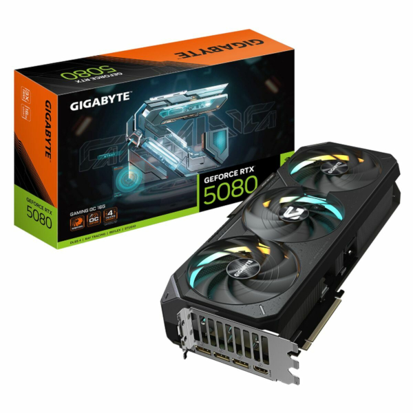 GIGABYTE GeForce RTX 5080 GAMING OC 16G Graphics Card - 16GB GDDR7, 256bit, PCI-E 5.0, 2730MHz Core Clock, 3 x DisplayPort, 1 x HDMI, GV-N5080GAMING OC-16GD-24