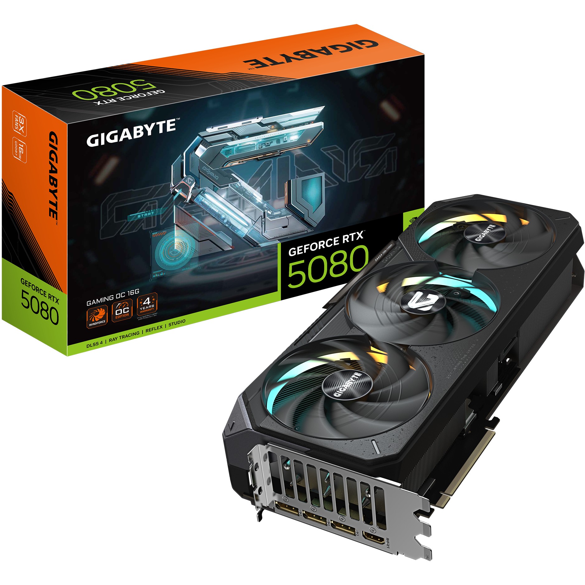 GIGABYTE GeForce RTX 5080 GAMING OC 16G Graphics Card - 16GB GDDR7, 256bit, PCI-E 5.0, 2730MHz Core Clock, 3 x DisplayPort, 1 x HDMI, GV-N5080GAMING OC-16GD-15
