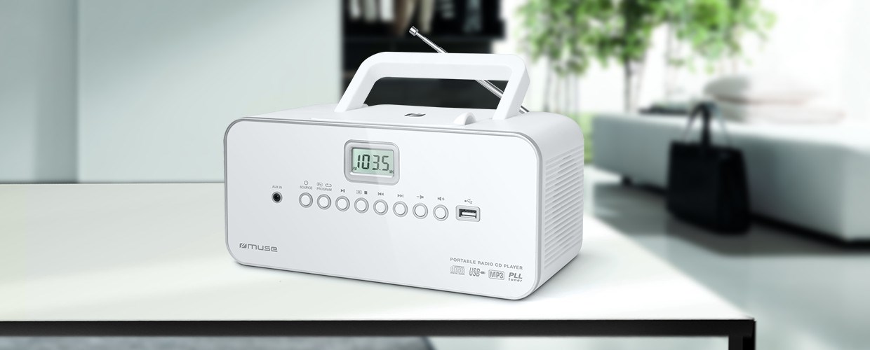 Prijenosni radio CD/MP3 player MUSE M-28 RDW (USB, bijela boja)-2