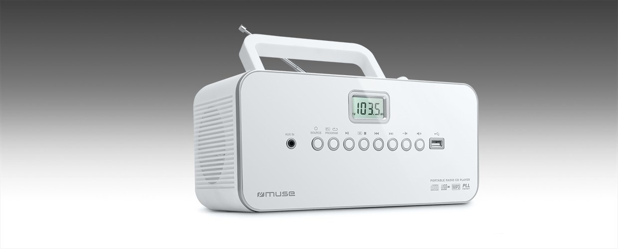 Prijenosni radio CD/MP3 player MUSE M-28 RDW (USB, bijela boja)-1