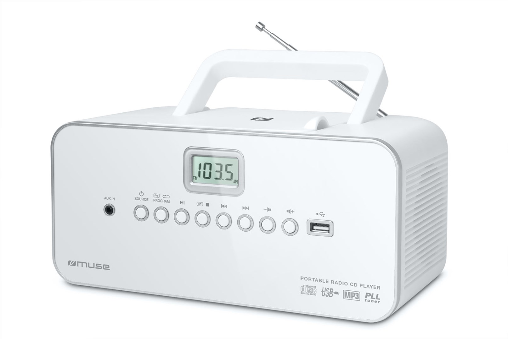 Prijenosni radio CD/MP3 player MUSE M-28 RDW (USB, bijela boja)-0