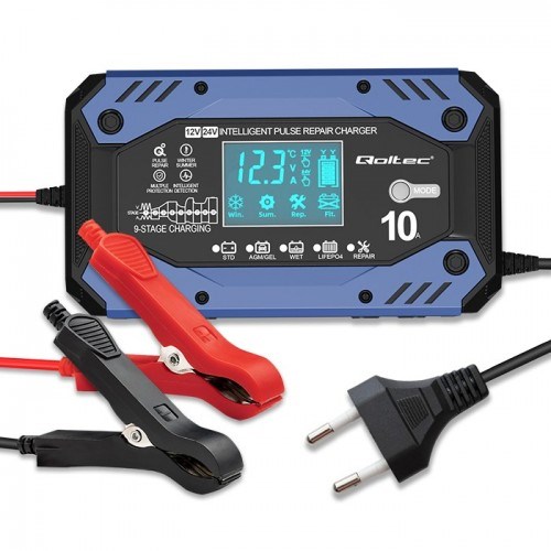 Qoltec 52482 Intelligent charger for STD AGM GEL LiFePO4 | Battery charger with repair function |12-24V |10A | LCD | 9 - stage charging-13