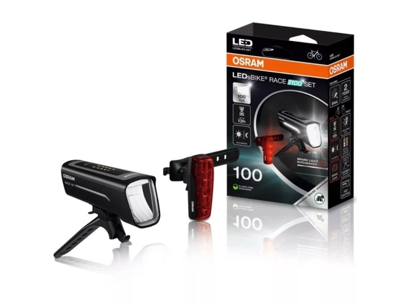 Bike Lamp LEDs BIKE RACE LED (Mounting location: front/rear), light color: white/red, housing color: black, lithium ion, light - flashing/steady, plastic-0