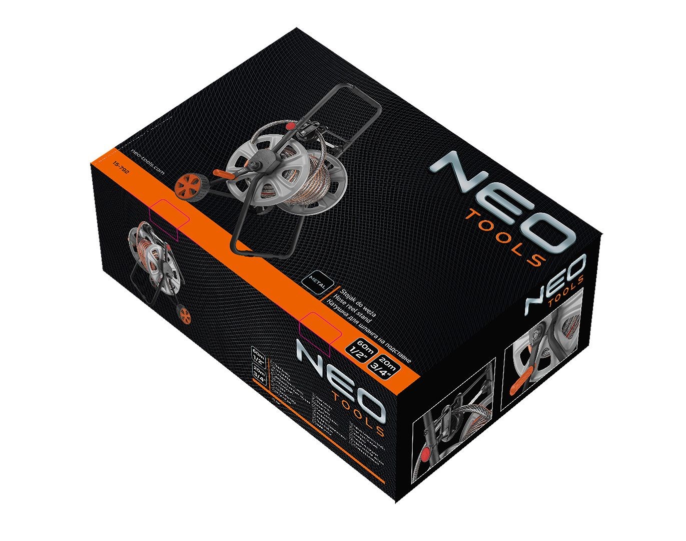 Kolica za vrtno crijevo NEO TOOLS 15-792 (za 60m 1/2" crijeva, aluminijska konstrukcija)-6