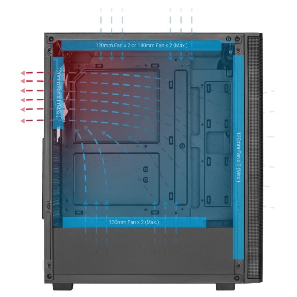 Kućište AEROCOOL PGS DESIGNER-G-BK-v1 (Midi Tower, crna boja)-7