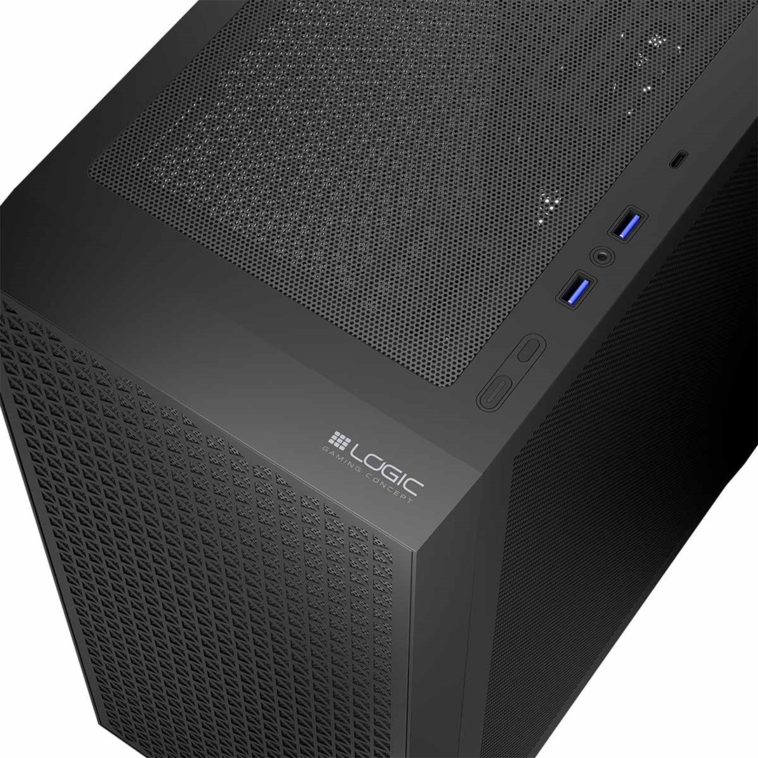 PC kućište LOGIC Dart Pro Midi (ATX, USB-C, 4 ventilatora, mesh paneli, crna boja)-4