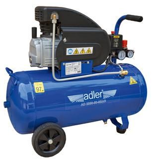 Kompresor ADLER model AD 2050-50-8BAR (kapacitet 50l, radni pritisak 8 bar, napajanje 230V)