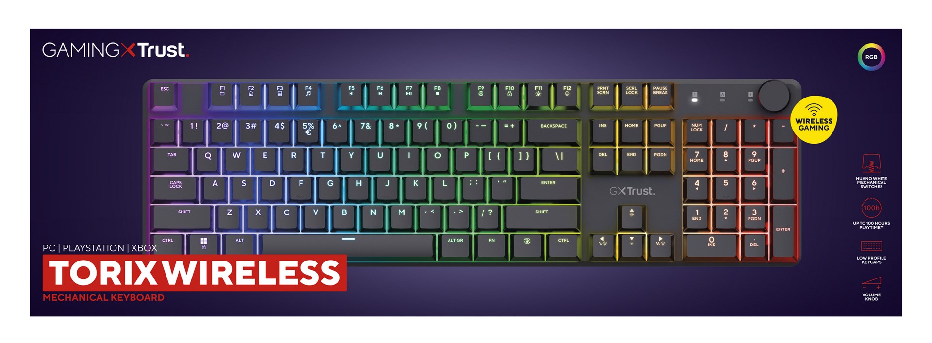 Tipkovnica TRUST GXT 868 TORIX bežična, gaming, US-10