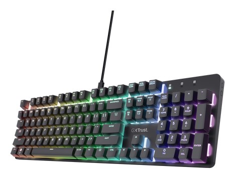 Tipkovnica TRUST GXT 871 Zora Gaming USB QWERTY US English crna – internacionalna non HR tipkovnica-0
