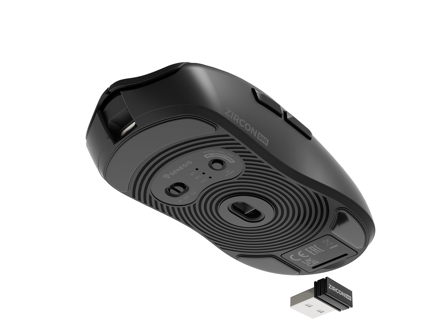 Igraći miš ZIRCON 500 model, (bežični/žičani, 2.4 GHz, Bluetooth, USB, crna)-1
