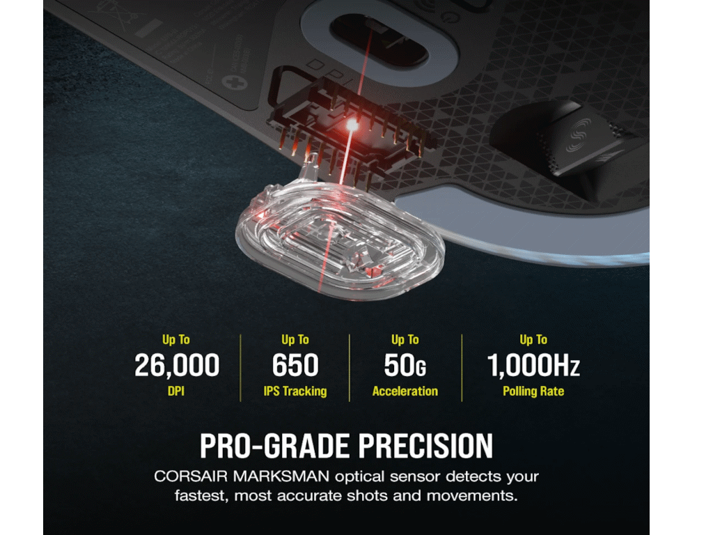 Corsair M75 mouse Gaming Ambidextrous RF Wireless Optical 26000 DPI-4