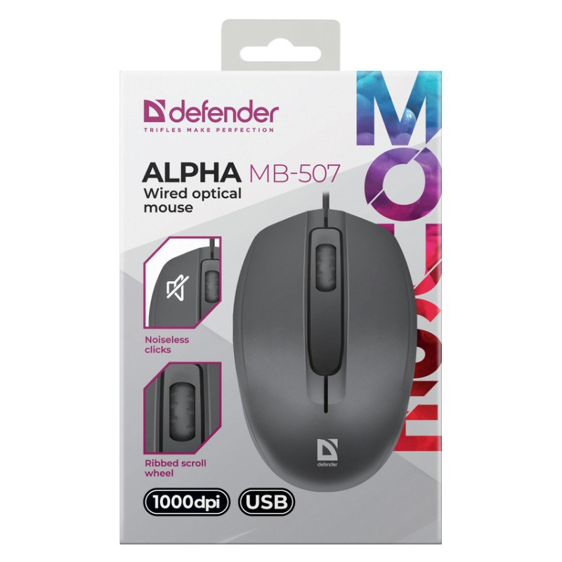 Miš DEFENDER ALPHA MB-507 OPTIČKI 1000dpi 3P CRNI TIHI KLIK-4