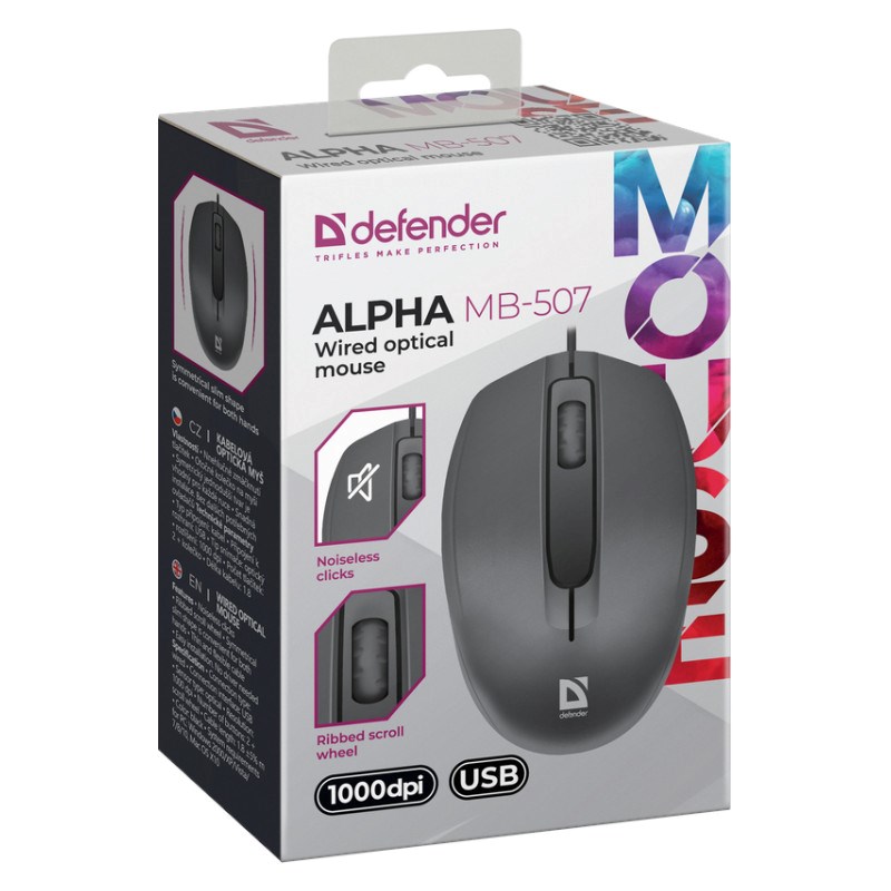 Miš DEFENDER ALPHA MB-507 OPTIČKI 1000dpi 3P CRNI TIHI KLIK-3
