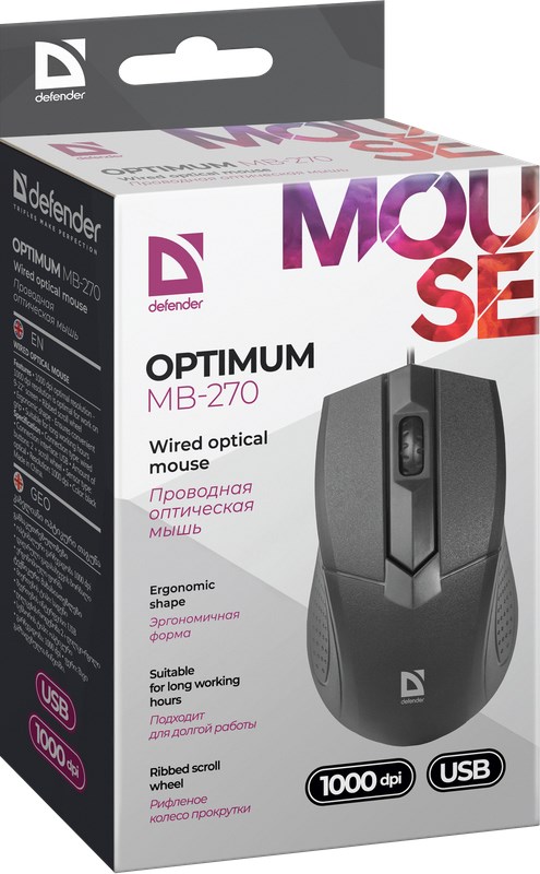 Miš DEFENDER Optimum MB-270 Office USB Type-A Optički 1000 DPI-0