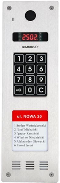Laskomex CP-2533NR-040 Narrow vertical audio panel, stainless steel, with RFID reader and LONGER list of tenants (compatible with KAM3-1 module)-0