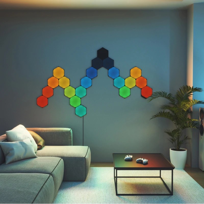 Pametni zidni paneli NANOLEAF Shapes Black Hexagon Expansion Pack (3 panela, 16M+ boja, WiFi)-1