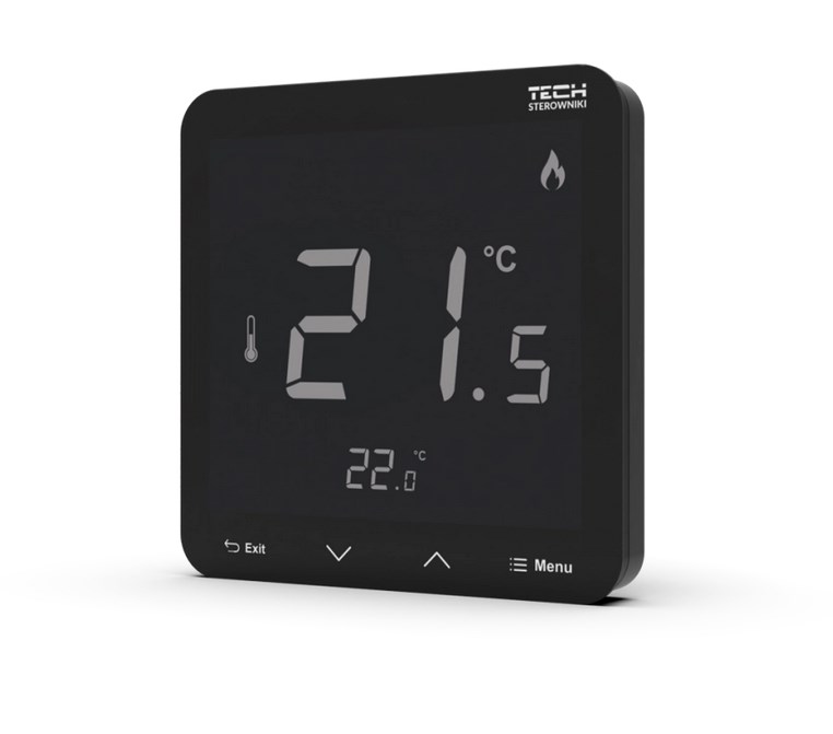 Bežični sobni regulator TECH CONTROLLERS R-8s PLUS sa senzorom vlage, crna boja-0