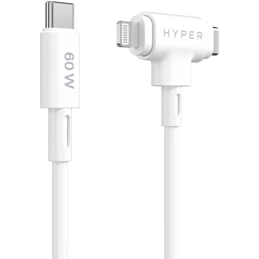 Kabel HYPER HyperJuice 2-u-1 USB-C na Lightning i USB-C (1.5m) bijela boja-3