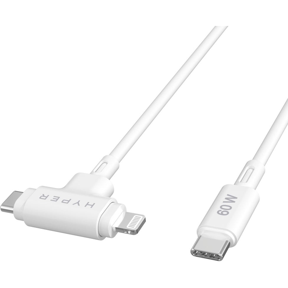 Kabel HYPER HyperJuice 2-u-1 USB-C na Lightning i USB-C (1.5m) bijela boja-4