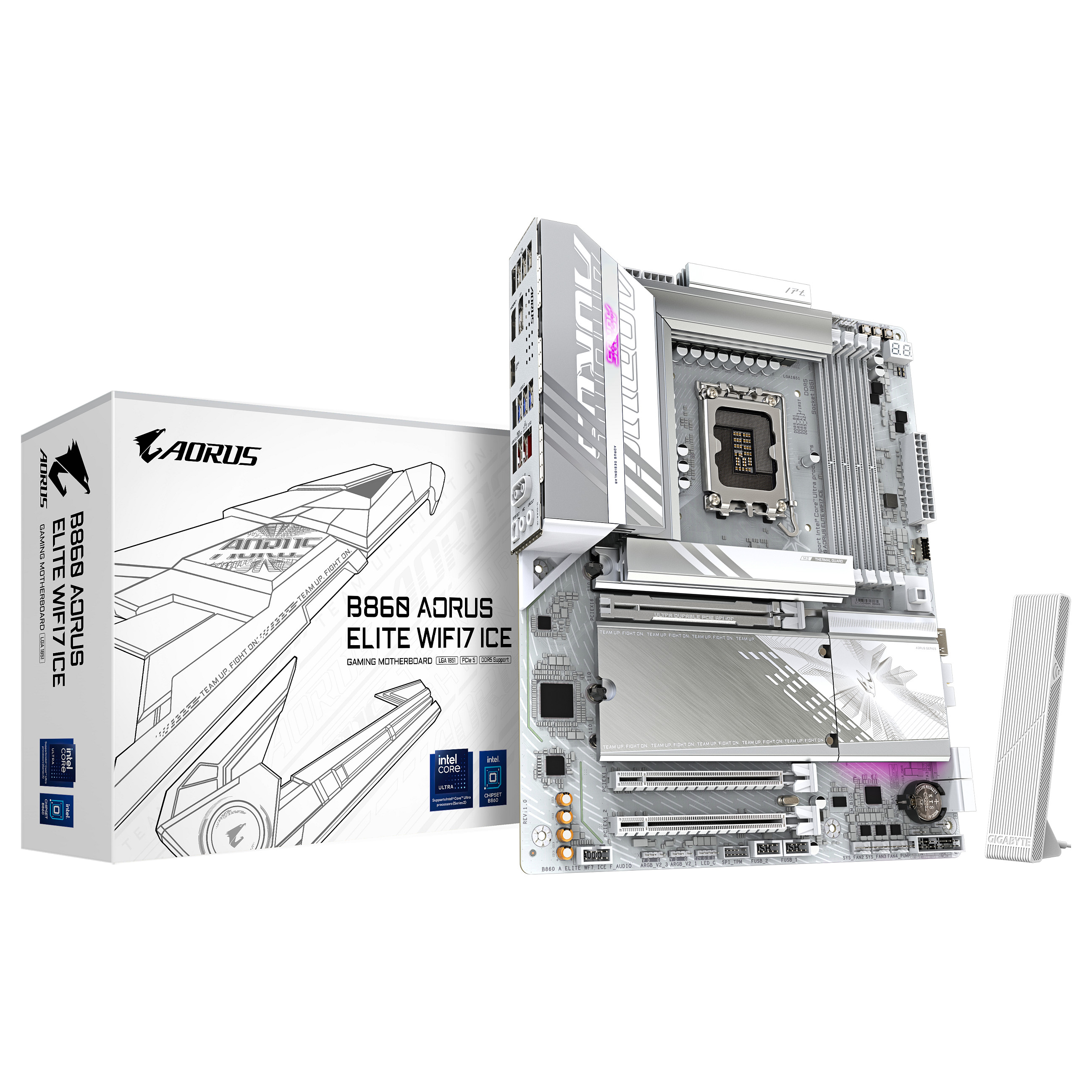 Matična ploča GIGABYTE B860 AORUS ELITE WIFI7 ICE (Intel Core Ultra Series CPUs, do 9200MHz DDR5, 1xPCIe 5.0 + 2xPCIe 4.0 M.2, 2.5GbE LAN, WIFI 7, USB 4)-5