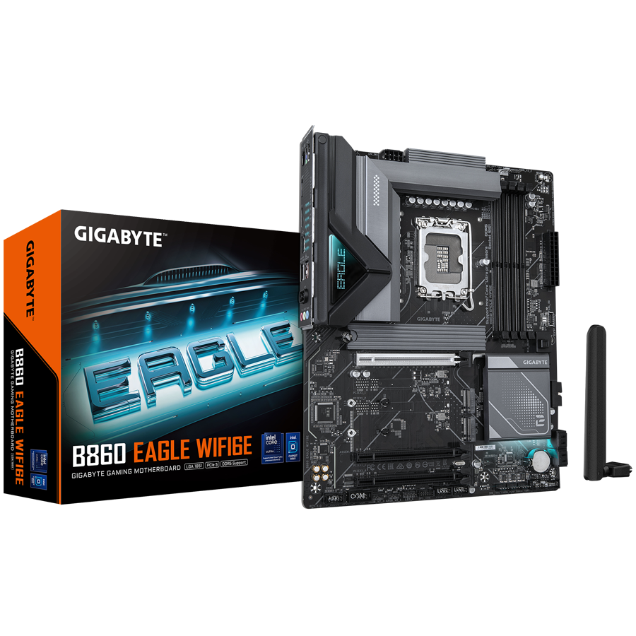 Matična ploča GIGABYTE B860 EAGLE WIFI6E (Intel Core Ultra Series CPUs, do 9066MHz DDR5, 1xPCIe 5.0 + 2xPCIe 4.0 M.2, 2.5GbE LAN, WIFI 6E, USB 3.2 Gen 2x2)