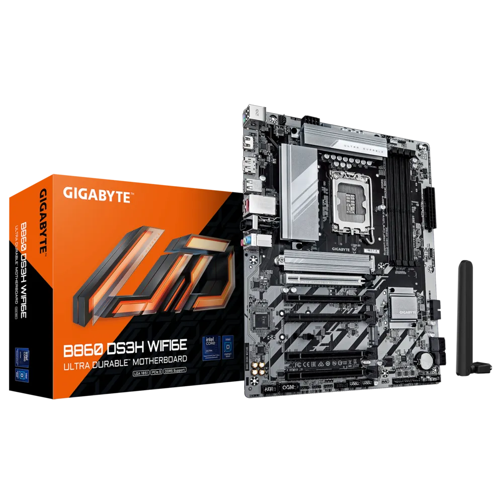 Matična ploča GIGABYTE B860 DS3H WIFI6E (Intel Core Ultra Series CPUs, do 9066MHz DDR5, 1xPCIe 5.0 + 1xPCIe 4.0 M.2, 2.5GbE LAN, WIFI 6E, USB 3.2 Gen 2x2)