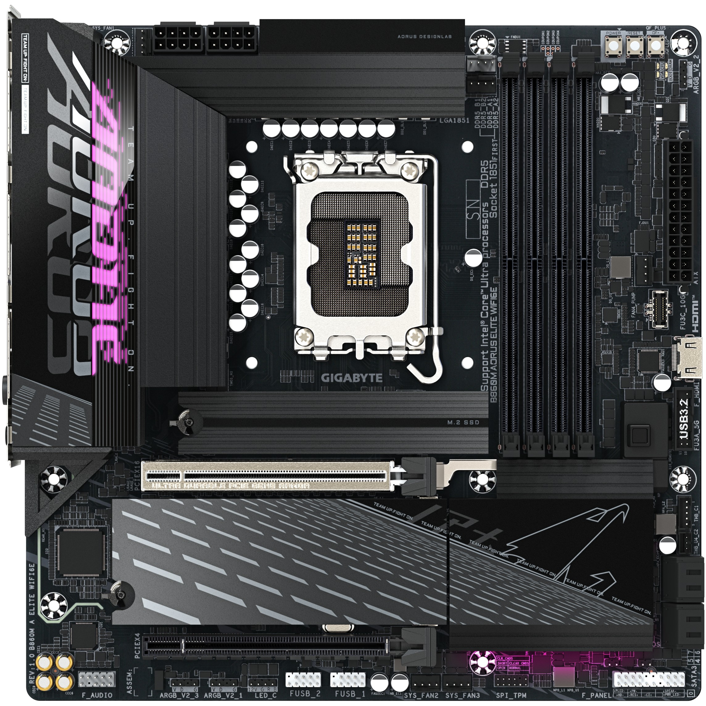 Matična ploča GIGABYTE B860M AORUS ELITE WIFI6E (Intel Core Ultra Series CPUs, 12+1+2+1 Phases VRM, do 9200MHz DDR5, 1xPCIe 5.0 + 2xPCIe 4.0 M.2, 2.5GbE LAN, WIFI 6E, Thunderbolt)-1