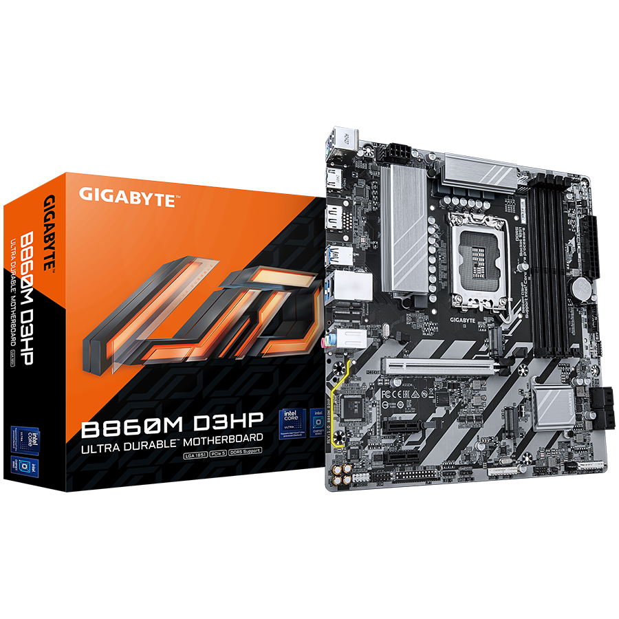 Matična ploča GIGABYTE B860M D3HP (Intel Core Ultra Series CPUs, 4+1+2+1 Phases VRM, do 9066MHz DDR5, 2xPCIe 4.0 M.2, GbE LAN, USB 3.2 Gen 1)