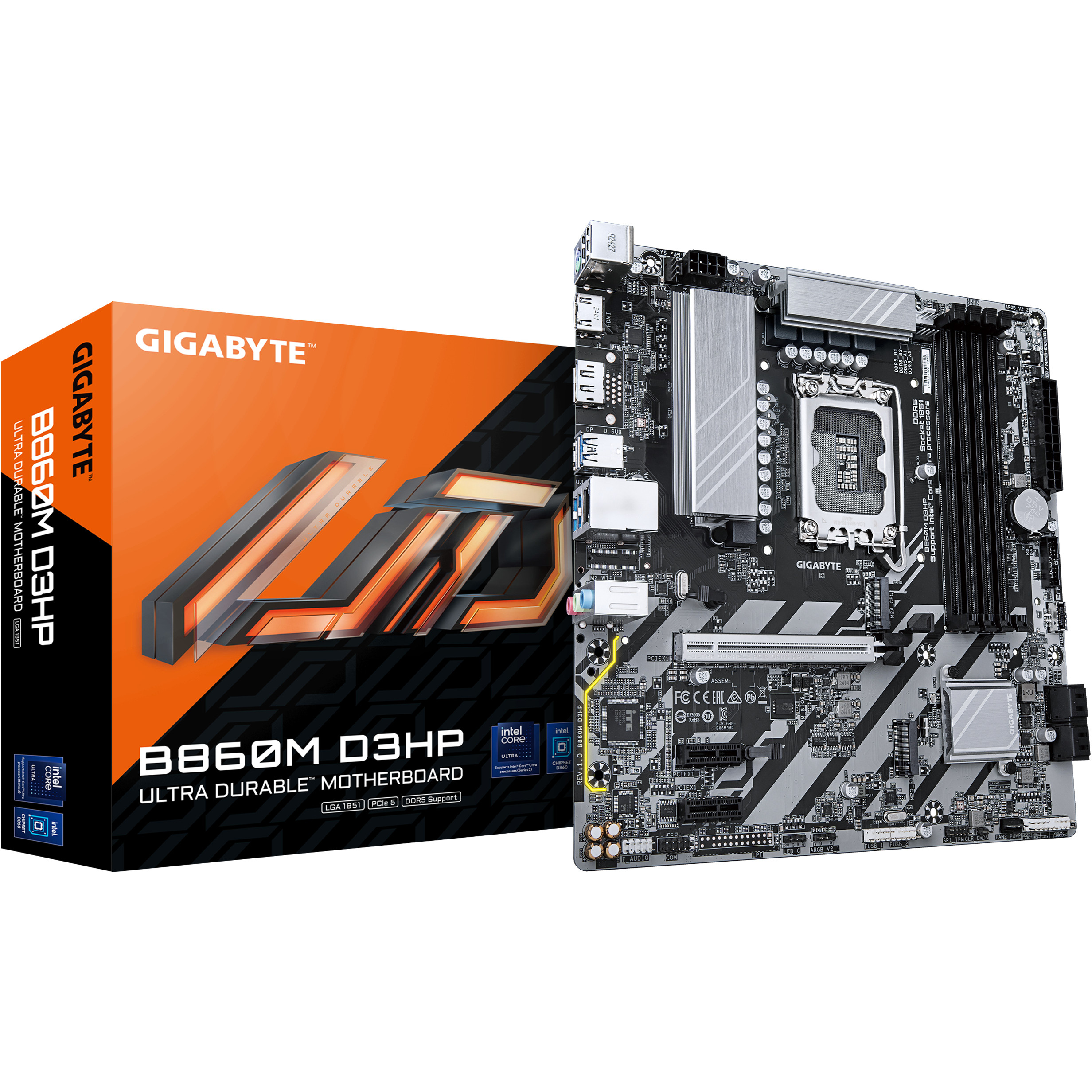Matična ploča GIGABYTE B860M D3HP (Intel Core Ultra Series CPUs, 4+1+2+1 Phases VRM, do 9066MHz DDR5, 2xPCIe 4.0 M.2, GbE LAN, USB 3.2 Gen 1)-3