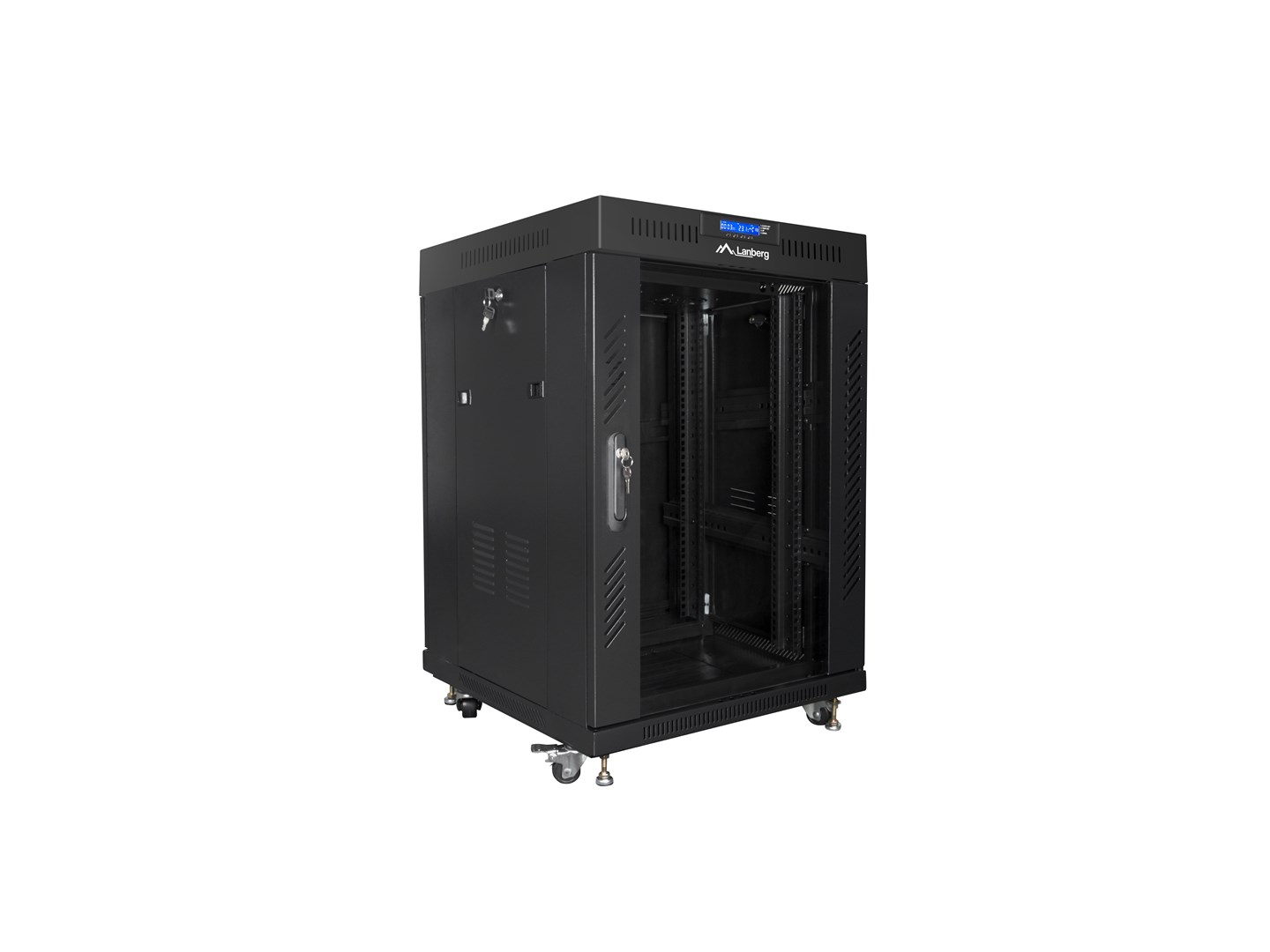 Mrežni ormar LANBERG FF01-6615-12B 15U (600x600mm, samostojeći, 800kg nosivost)-2
