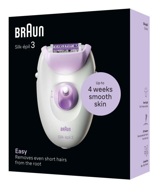 Epilator BRAUN SE3-000 Silk épil 3 (2 brzine, bijelo/ljubičasta)-0