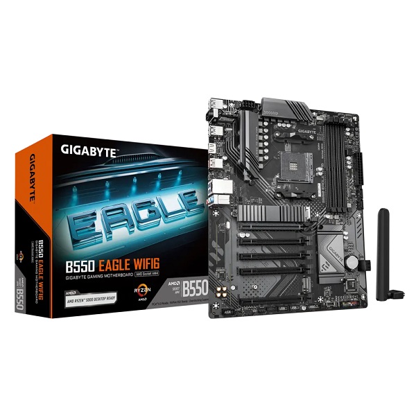 Matična ploča GIGABYTE B550 EAGLE WIFI6 (AMD Ryzen 5000 G-Series CPUs, do 3200MHz DDR4, 1xPCIe 4.0 + 1xPCIe 3.0 M.2, WIFI 6, USB 3.2 Gen 2)