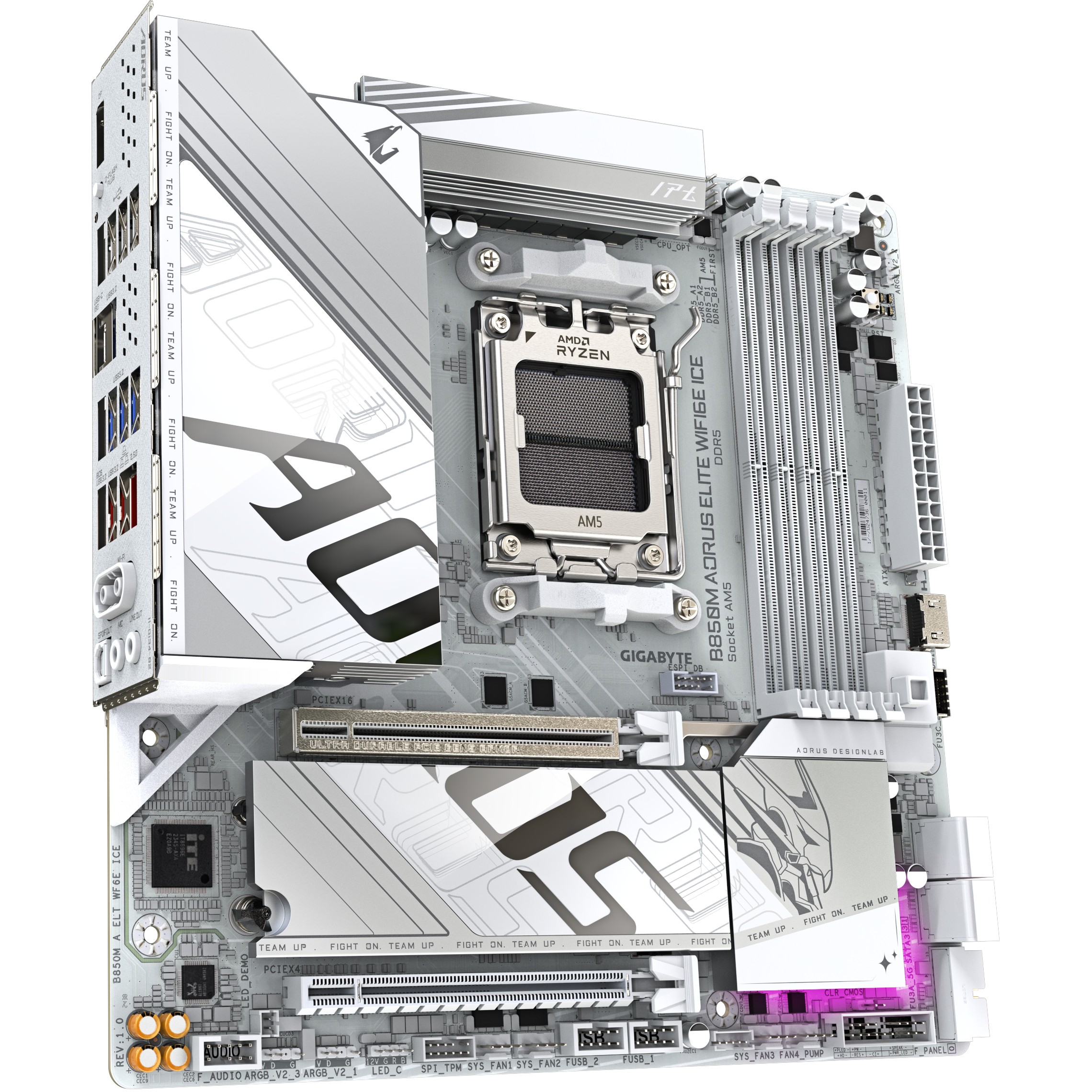 Matična ploča GIGABYTE B850M AORUS ELITE WIFI6E ICE (AMD Ryzen 9000, 12+2+1 Phases Digital VRM, do 8200MHz DDR5 (OC), 1xPCIe 5.0 + 1xPCIe 4.0 M.2, 2.5LAN, WIFI 7, USB 3.2 Gen 2)-3