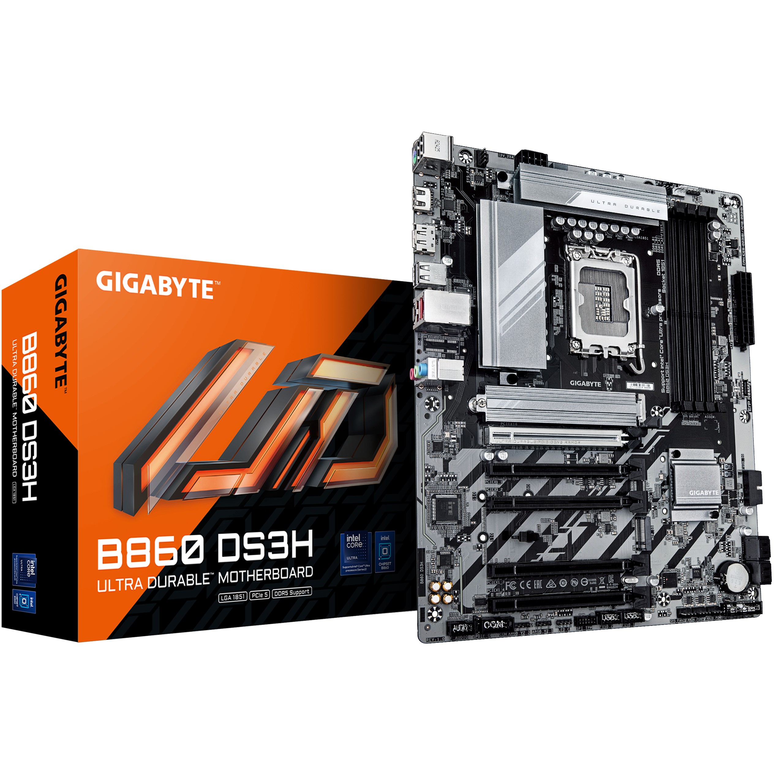 Matična ploča GIGABYTE B860 DS3H (Podržava Intel Core Ultra procesore, 8+1+2+2 faze VRM, do 9066MHz DDR5, 1xPCIe 5.0 + 1xPCIe 4.0 M.2, 2.5 GbE LAN, USB 3.2 Gen 2x2)-0