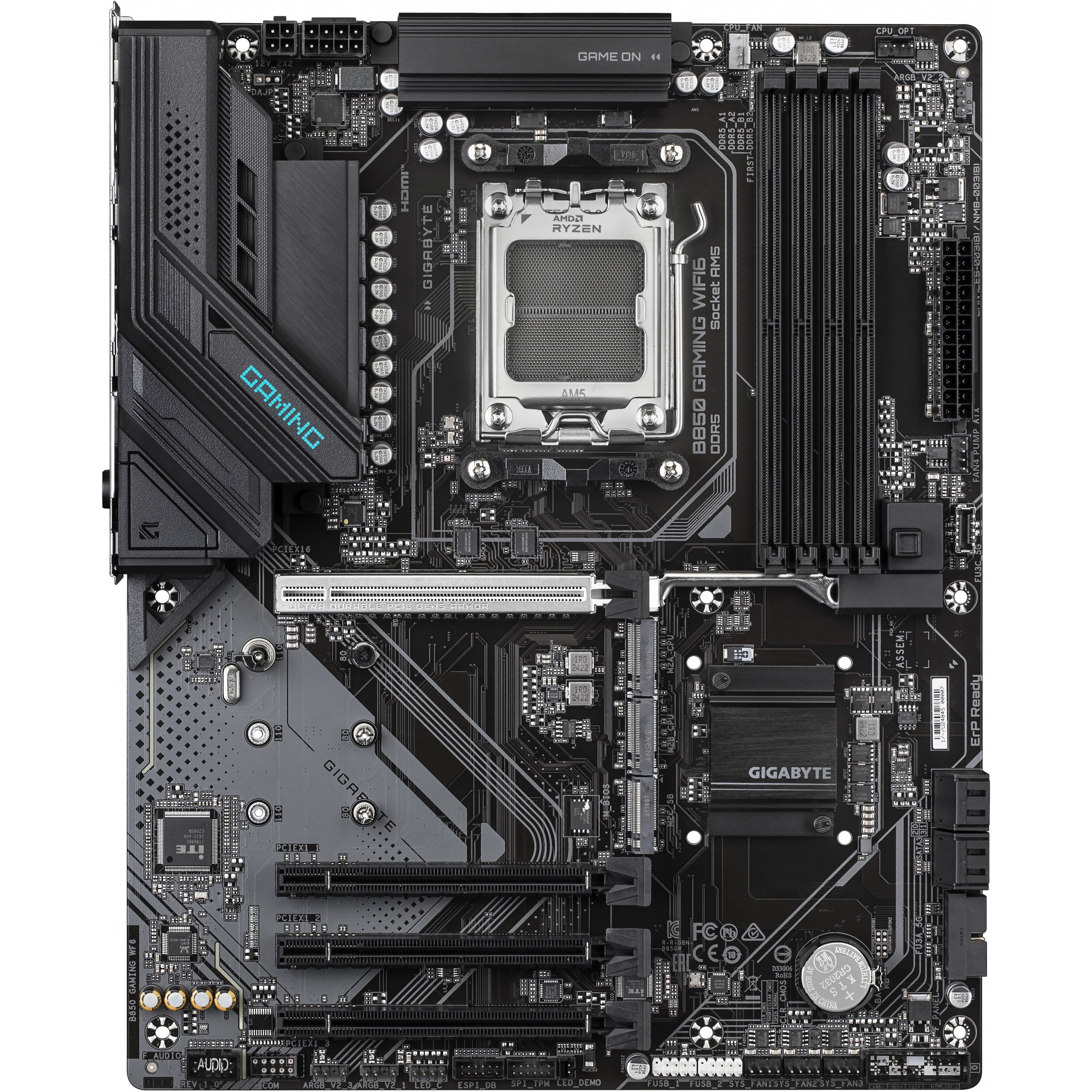 Matična ploča GIGABYTE B850 GAMING WIFI6 (AMD Ryzen 9000 Series CPUs, 6+2+2 Phasen Digital VRM, do 8200MHz DDR5 (OC), 1xPCIe 5.0 + 2xPCIe 4.0 M.2, GbE LAN, WIFI 6, USB 3.2 Gen 2)-8