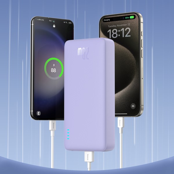 Powerbank BASEUS Airpow PPAP20K (20000 mAh, LiPo, USB Type-C, Micro-USB, USB Type-A, Ljubičasta)-1