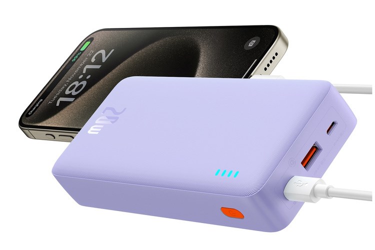 Powerbank BASEUS Airpow PPAP20K (20000 mAh, LiPo, USB Type-C, Micro-USB, USB Type-A, Ljubičasta)-4