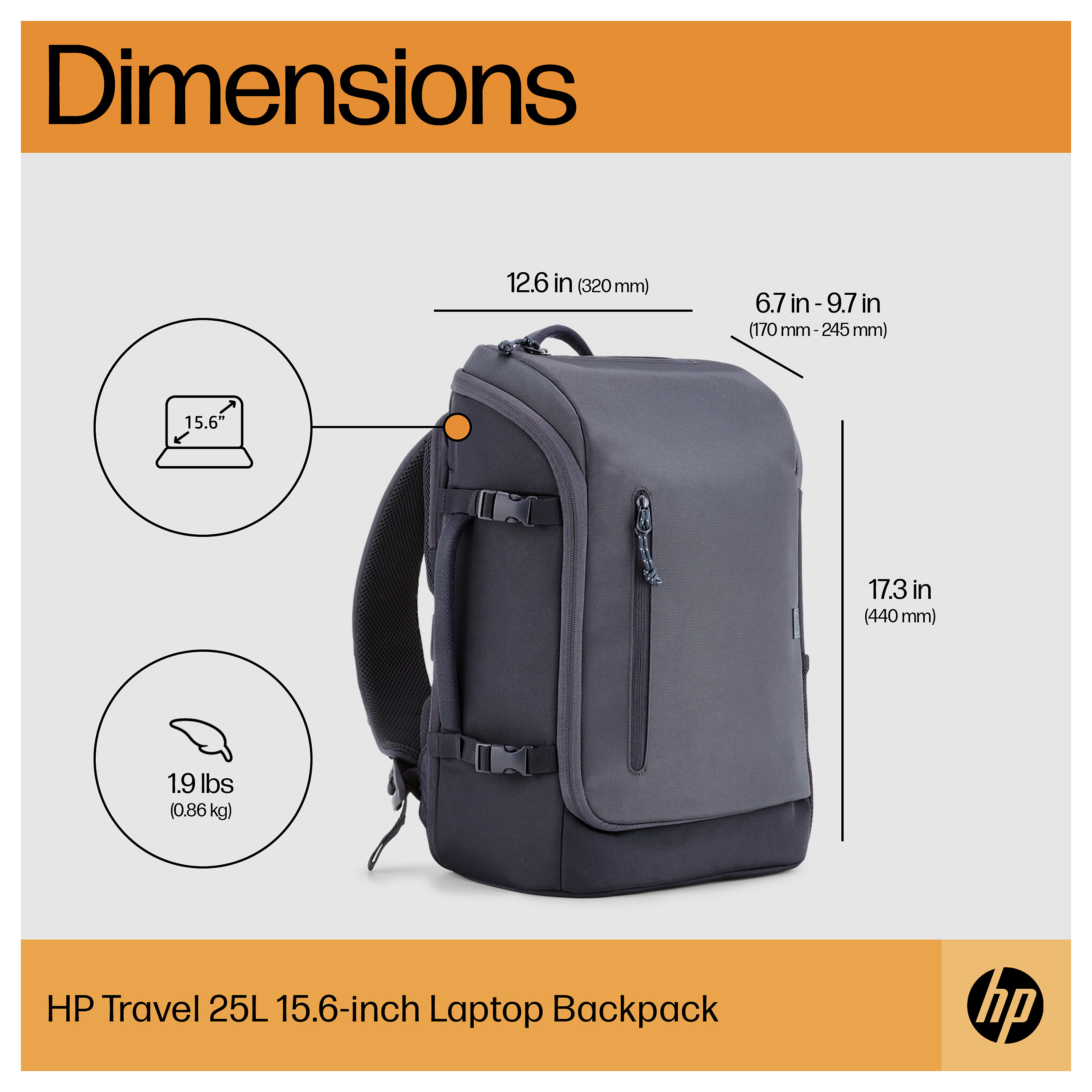 Ruksak za prijenosno računalo HP Travel 25L 15.6" siva boja-3