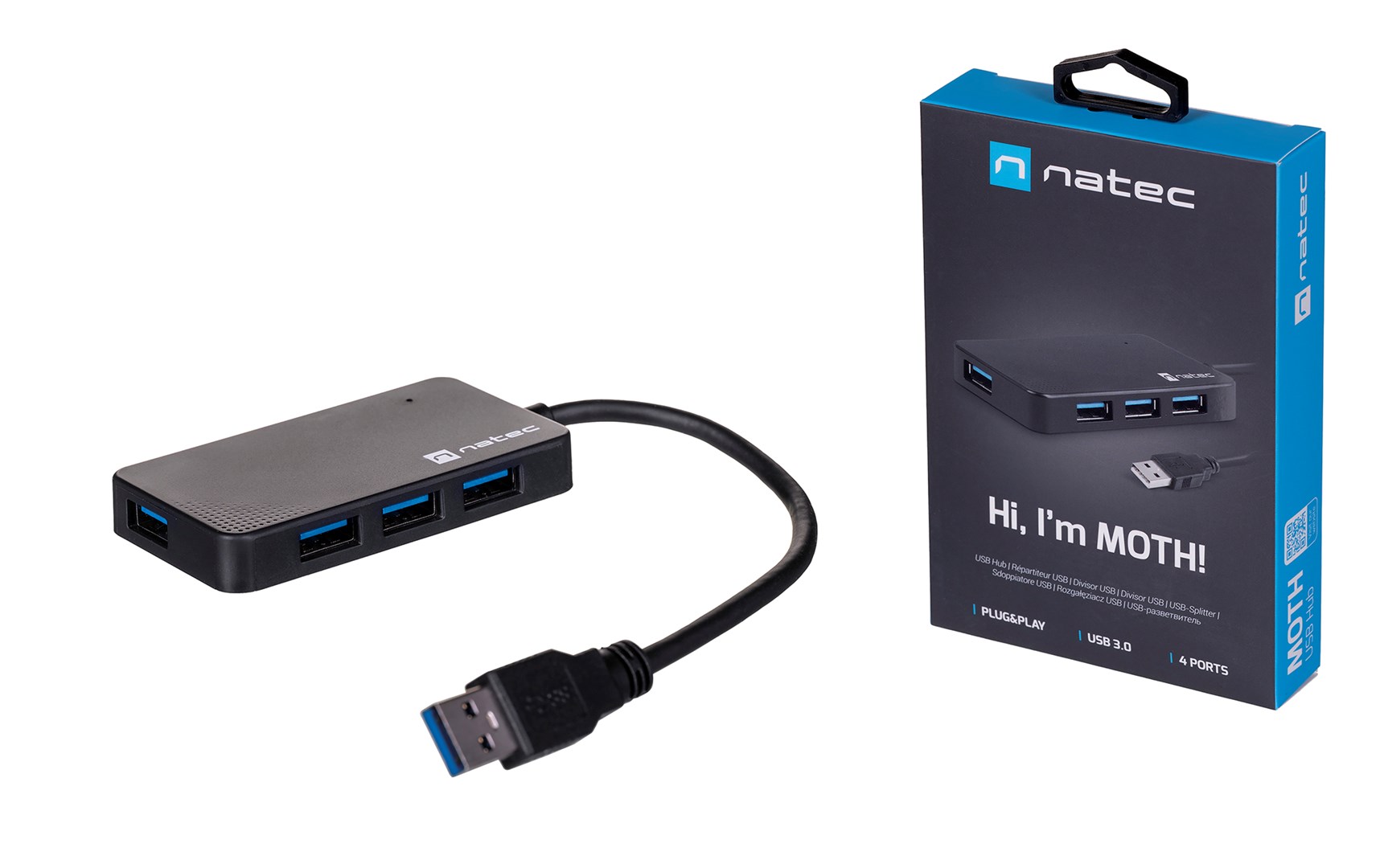 Hub NATEC Moth USB 3.0 (4 porta, crna boja)-0