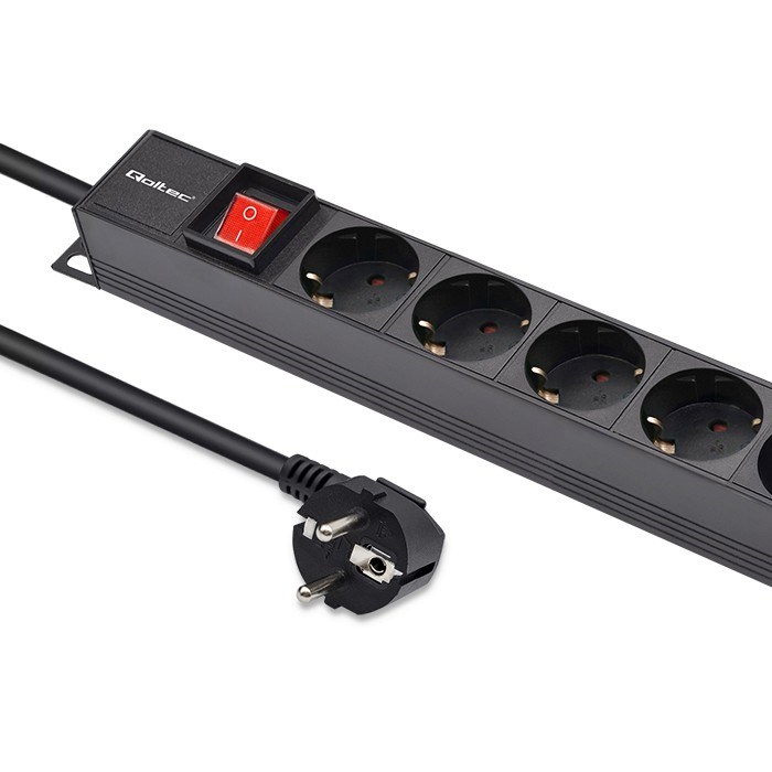 Qoltec Aluminum PDU for RACK | 16A | 16 x SCHUKO| Vertical | 1.8m-0