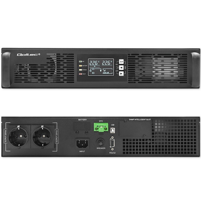 Neprekidno napajanje za rack QOLTEC 52285 (1kVA, 1000W, faktor snage 1.0, LCD, EPO, USB, On-line)-5