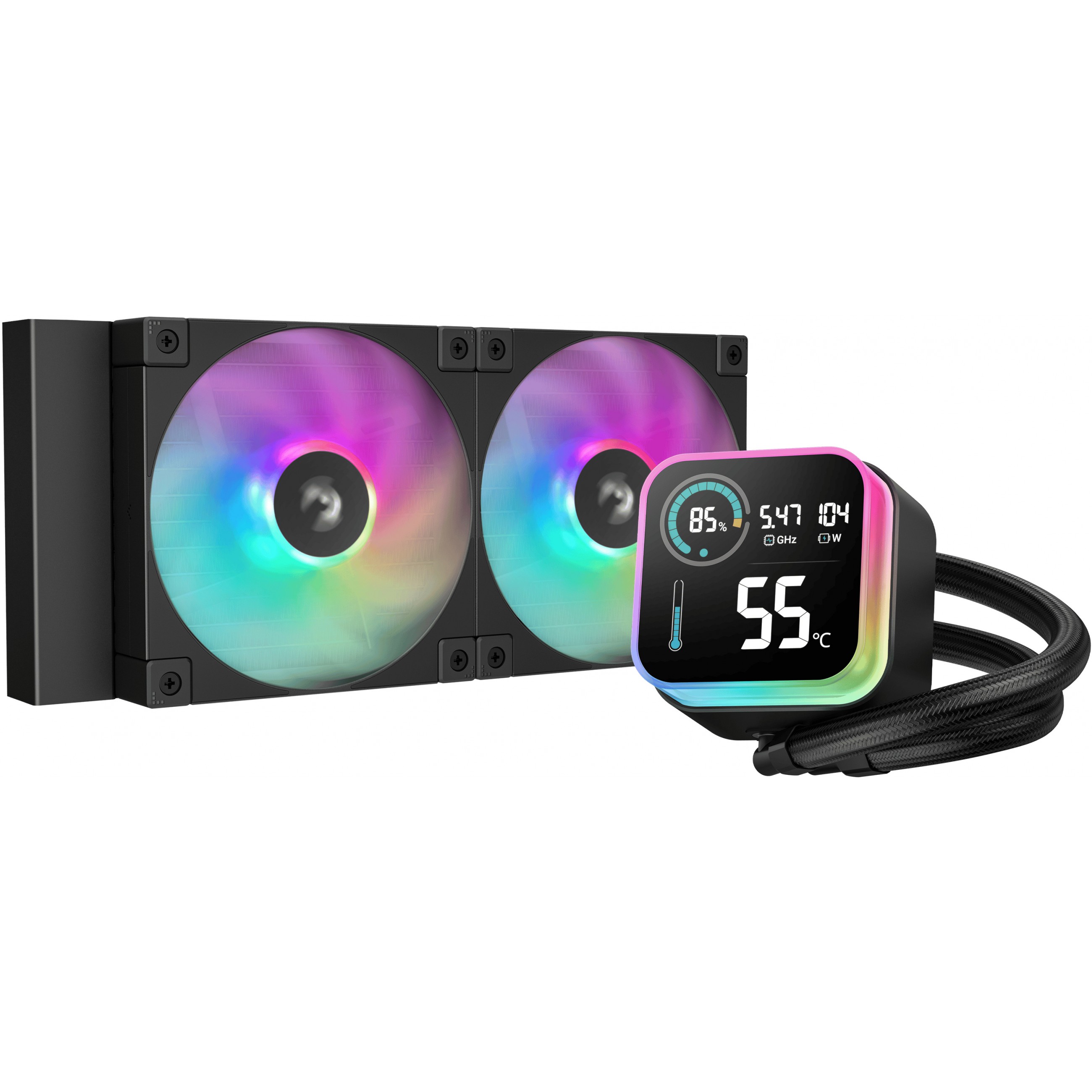 Tekući hladnjak za procesor DEEPCOOL LQ240 (12 cm, crni, 2 ventilatora, LED osvjetljenje, PWM podrška)