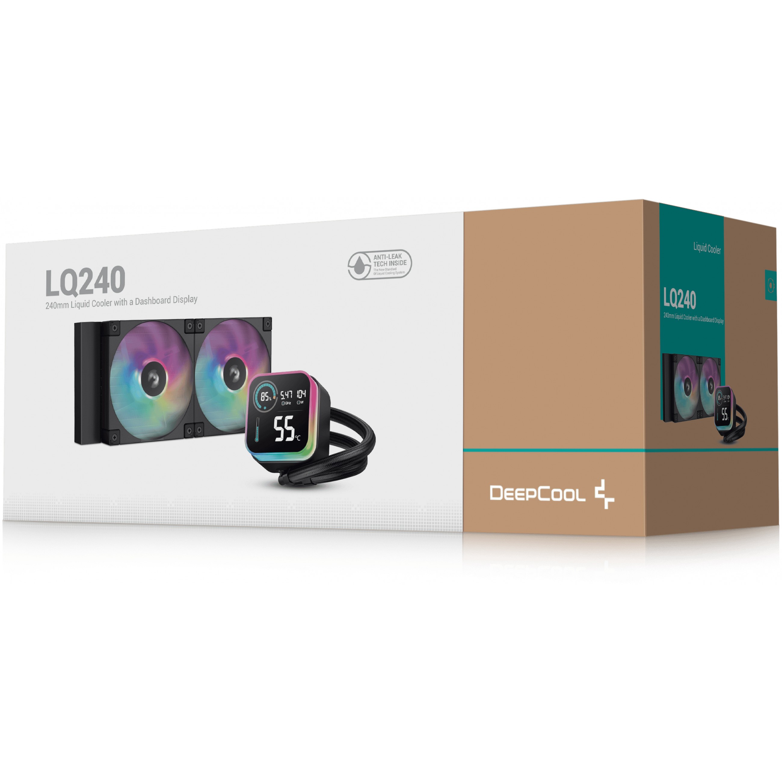 Tekući hladnjak za procesor DEEPCOOL LQ240 (12 cm, crni, 2 ventilatora, LED osvjetljenje, PWM podrška)-4