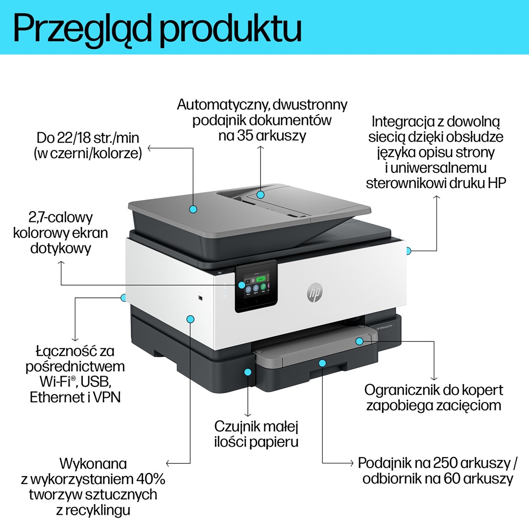 Pisač HP Officejet Pro 9120b Aio (512 MB memorije, 1200 MHz, boja siva, 250 listova kapaciteta, 60 listova izlaznog kapaciteta)-3